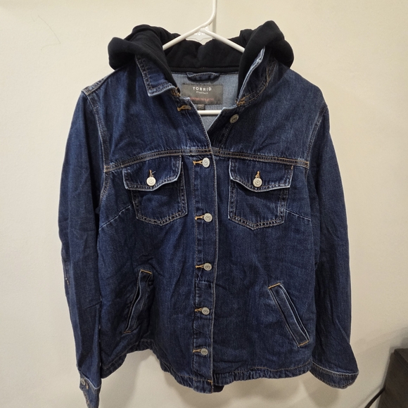 Torrid Blue Denim Jacket with Black Hood - Picture 2 of 7